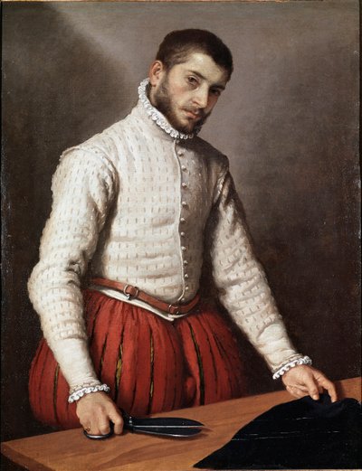 Portret mężczyzny lub „” Krawiec ”” Obraz Giovan Battista Moroni (Giovanbattista, Giovanni Battista) (ok. 1529-1578) 1570 Wymiary 99,5x77 cm Londyn, galeria narodowa autorstwa Giovanni Battista Moroni
