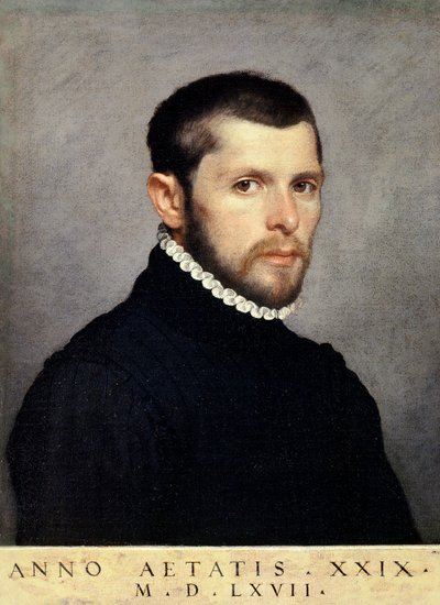 Portret młodego mężczyzny, Giovanni Battista Moroni (ok. 1525-1578), olej na płótnie, 44,4x56,9 cm autorstwa Giovanni Battista Moroni
