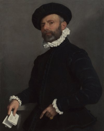 Portret mężczyzny trzymającego list LAvvocato, ok. 1930 r. 1570 autorstwa Giovanni Battista Moroni