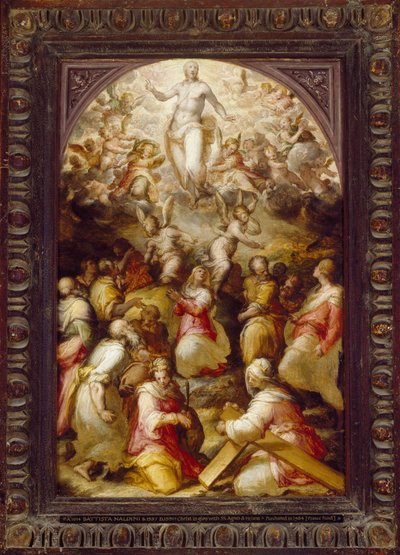 Chrystus w chwale ze świętymi Agnieszką i Heleną, XVI w. autorstwa Giovanni Battista Naldini