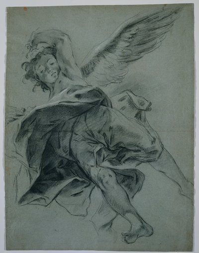 A Flying Angel recto, Studia nad rękami grającymi na instrumentach wers, 1723-1727. autorstwa Giovanni Battista Piazzetta