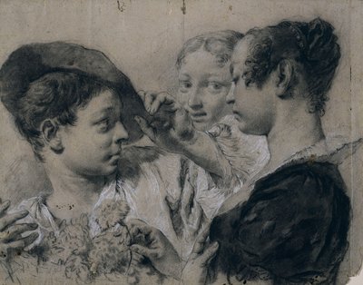 Młoda kobieta kupująca róż od młodego mężczyzny autorstwa Giovanni Battista Piazzetta