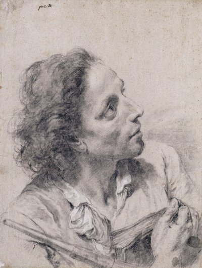 Astronom trzymający książkę i teleskop, patrząc w prawo, autorstwa Giovanni Battista Piazzetta