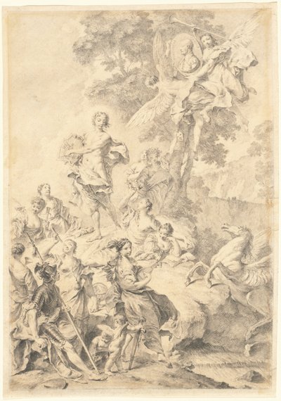 Apollo, muzy i Mars: Pochwała Tasso autorstwa Giovanni Battista Piazzetta