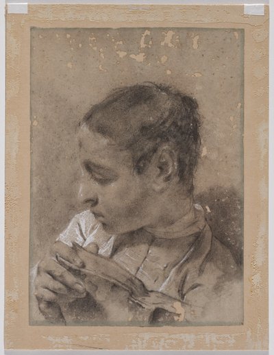 Głowa młodego mężczyzny z profilu z książką, ok. godz. 173040s. autorstwa Giovanni Battista Piazzetta