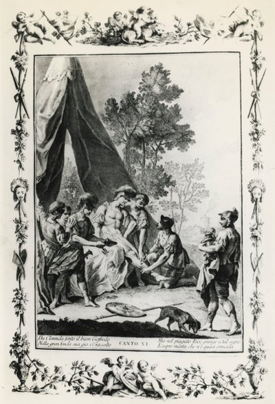 Jerusalem Delivered, canto XI ilustracja Giovanniego Battisty Piazzetta (1683-1754) do wiersza Torquato Tasso (1544-1595), wydanie wydane w Wenecji w 1745, Włochy autorstwa Giovanni Battista Piazzetta