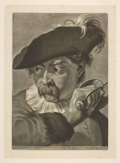Mężczyzna w kapeluszu z piórami autorstwa Giovanni Battista Piazzetta
