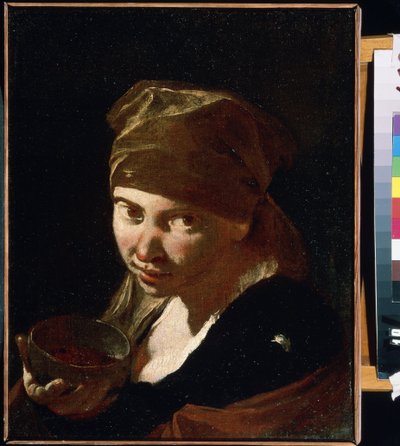 „Portret małej dziewczynki” Dziecko skromnego pochodzenia, służące lub chłopka. Obraz Giovana Battisty (Giambattisty) Piazzetta (1683-1754) XVIII-wieczne Muzeum Sztuki Michaiła Kroszyckiego, Sewastopol (Sewastopol) Ukraina autorstwa Giovanni Battista Piazzetta
