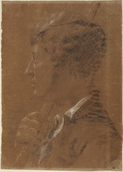 Profil: Młody człowiek trzymający laskę autorstwa Giovanni Battista Piazzetta
