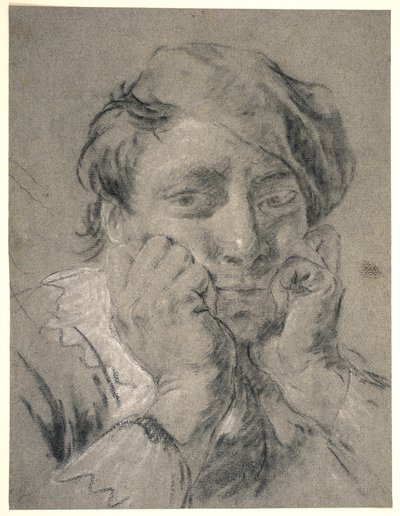 Młody mężczyzna z pistoletem Beretta, trzymający głowę w dłoniach autorstwa Giovanni Battista Piazzetta