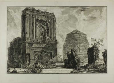 A. Widok grobowca Licinianusa Piso na starożytnej Drodze Appijskiej... B. Grób Korneliusza..., z Widoków Rzymu autorstwa Giovanni Battista Piranesi
