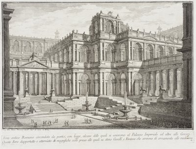 Starożytne forum otoczone portykami, ok. 1743 autorstwa Giovanni Battista Piranesi