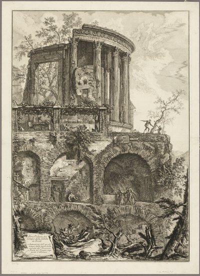 Kolejny widok na Świątynię Sybilli w Tivoli, z Widoków Rzymu autorstwa Giovanni Battista Piranesi