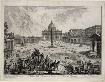 Widok bazyliki i placu San Pietro in Vaticano (z: Vedute di Roma) autorstwa Giovanni Battista Piranesi