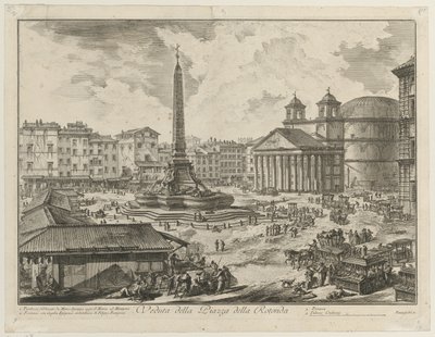 Widok na Piazza della Rotonda z Panteonem i obeliskiem autorstwa Giovanni Battista Piranesi