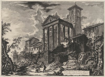 Widok świątyni Herkulesa w mieście Cora, dziesięć mil od Velletri (z: Vedute di Roma) autorstwa Giovanni Battista Piranesi