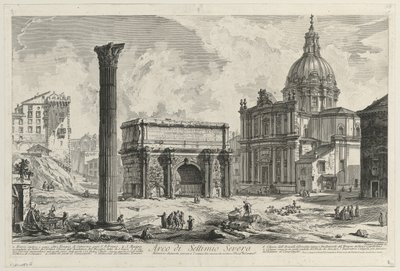 Widok na Łuk Septymiusza Sewera autorstwa Giovanni Battista Piranesi