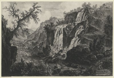 Widok wodospadu w Tivoli (z: Vedute di Roma) autorstwa Giovanni Battista Piranesi