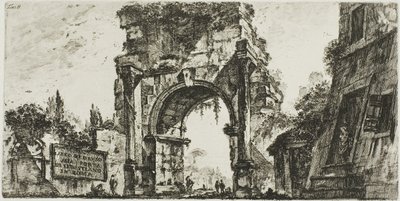 Łuk Druzusa przy Porta S. Sebastiano w Rzymie, płyta 8 z niektórych widoków łuków triumfalnych i innych zabytków autorstwa Giovanni Battista Piranesi