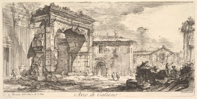 Łuk Gallienusa. 1. Fasada kościoła S. Vito Arco di Galieno. 1. Fasada ..., ca. 1748. autorstwa Giovanni Battista Piranesi