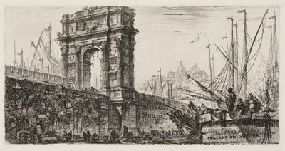 Łuk Trajana w Ankonie, tablica 28 z niektórych widoków łuków triumfalnych i innych zabytków autorstwa Giovanni Battista Piranesi