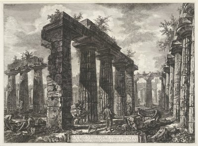 Bazylika di Paestum w Paestum Różne widoki pozostałości trzech dużych budynków wciąż stojących w Paestum (tytuł serii) Różne vues de quelques restes de trois grands édifices qui subsistent encore dans l