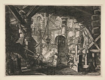 Carceri, XVI: Pomost z łańcuchami autorstwa Giovanni Battista Piranesi