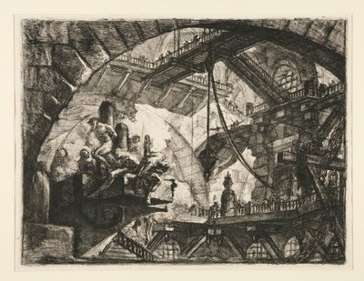 Carceri, X: Więźniowie na platformie projekcyjnej autorstwa Giovanni Battista Piranesi