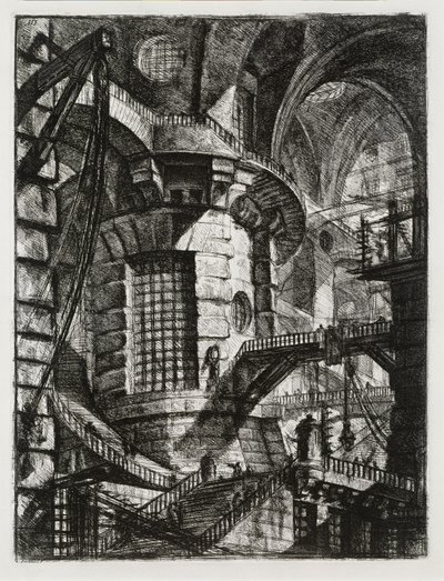Więzienia wyobraźni: Cylindryczna wieża autorstwa Giovanni Battista Piranesi