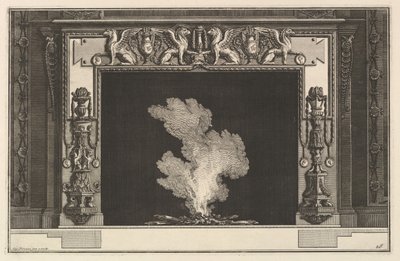 Komin: Znieważone gryfy na nadprożu i kandelabry na ościeżach Ch. zak..., ok. 1769. autorstwa Giovanni Battista Piranesi