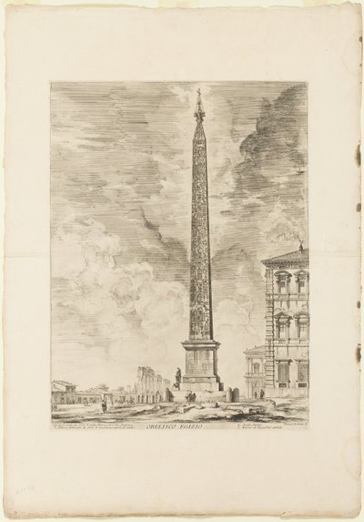 Obelisk egipski. Został wzniesiony przez papieża Sykstusa V na placu św. Jana na Lateranie, z Widoków Rzymu autorstwa Giovanni Battista Piranesi
