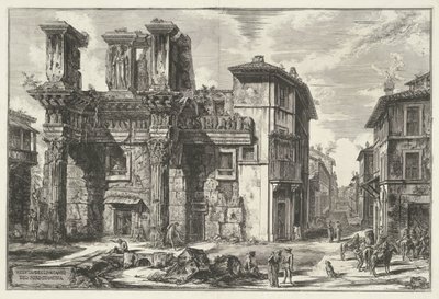 Forum van Nerva te Rome Widok szczątków Forum Nerwy (tytuł na obiekcie) Gezichten op Rome (tytuł serii) Widoki Rzymu zaprojektowane i wyryte przez architekta Giambattistę Piranesiego Ve (nez) iano (tytuł serii) autorstwa Giovanni Battista Piranesi
