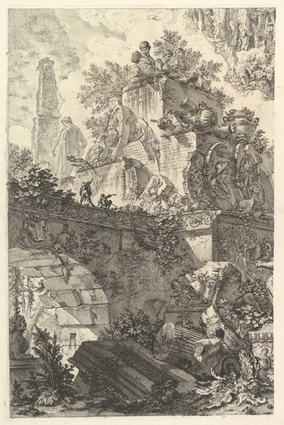 Frontyspis, z posągiem Minerwy, ca. 1748. autorstwa Giovanni Battista Piranesi