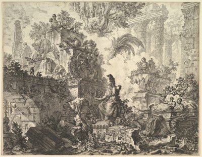 Frontyspis, z posągiem Minerwy, ca. 1748. autorstwa Giovanni Battista Piranesi