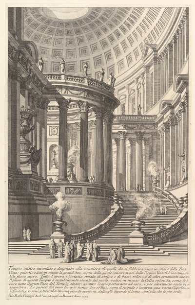 Wyimaginowana starożytna świątynia zaprojektowana w stylu tych zbudowanych na cześć Bogini ..., ca. 1750. autorstwa Giovanni Battista Piranesi