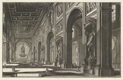 Interieur van de Sint-Jan van Lateranen te Rome Widok wnętrza bazyliki S. Giovanni Laterano (tytuł na obiekcie) Gezichten op Rome (tytuł serii) Widoki Rzymu zaprojektowane i wyryte przez architekta Giambattistę Piranesiego Ve (nez) iano (tytuł serii) autorstwa Giovanni Battista Piranesi