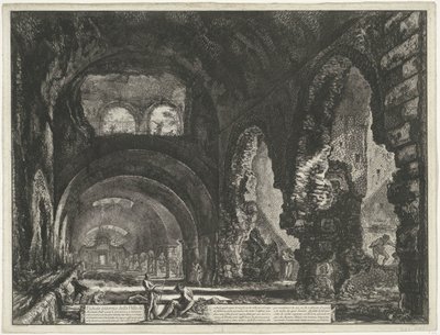 Wnętrze van de Tempel van Hercules Victor t i Tivoli Widok wewnętrzny Villa di Mecenate (tytuł na obiekcie) Gezichten op Rome (tytuł serii) Widoki Rzymu zaprojektowane i wyryte przez architekta Giambattistę Piranesiego Ve (nez) iano (tytuł serii) autorstwa Giovanni Battista Piranesi