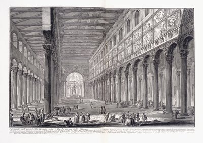 Wnętrze bazyliki św. Pawła za murami autorstwa Giovanni Battista Piranesi