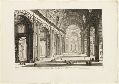 Widok wnętrza Bazyliki Świętego Piotra w Watykanie, z Widoki Rzymu autorstwa Giovanni-Battista Piranesi