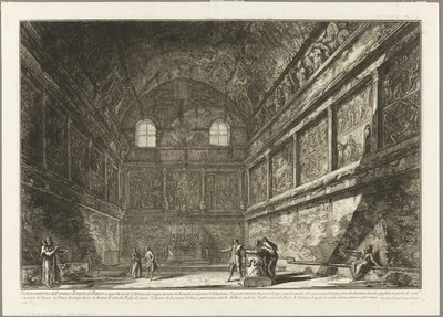 Widok wnętrza starożytnej świątyni Bachusa, obecnie kościół S. Urbano, dwie mile od Rzymu, z Widoki Rzymu autorstwa Giovanni-Battista Piranesi