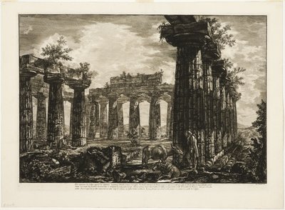 Widok wnętrza tak zwanego College des Anfictions, z różnych widoków Paestum autorstwa Giovanni Battista Piranesi