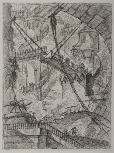 Invenzioni Capric di Carceri; Hind 7, Pierwszy Stan Trzy, c. 1749 (akwaforta na papierze wykładanym) autorstwa Giovanni Battista Piranesi