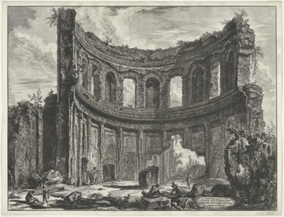 Kleine paleis w Villa Adriana t i Tivoli Pozostałości świątyni zwanej Appollo w willi Hadriana niedaleko Tivoli (tytuł na obiekcie) Gezichten op Rome (tytuł serii) Widoki Rzymu zaprojektowane i wyryte przez architekta Giambattistę Piranesiego Ve (nez) iano autorstwa Giovanni Battista Piranesi