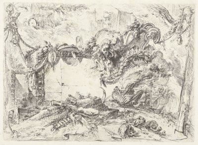 Tabliczka Monumenteel Dekoracyjne kaprysy (dawny tytuł serii) Groteski (tytuł serii) autorstwa Giovanni Battista Piranesi