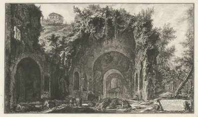 Nymphaeum van Egeria w Rzymie Widok źródła i jaskiń Egiptu poza Porta Capena lub di S. Seb.no (...) (tytuł na obiekcie) Gezichten op Rome (tytuł serii) Widoki Rzymu zaprojektowane i wyryte przez architekta Giambattistę Piranesiego Ve (nez) ia autorstwa Giovanni Battista Piranesi