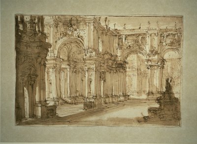 Dziedziniec pałacowy z fontanną autorstwa Giovanni Battista Piranesi