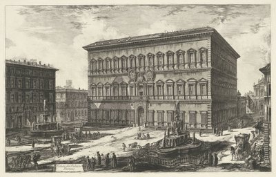 Palazzo Farnese w Rzymie Widok na Palazzo Farnese (tytuł na obiekcie) Gezichten op Rome (tytuł serii) Widoki Rzymu zaprojektowane i wyryte przez architekta Giambattistę Piranesiego Ve (nez) iano (tytuł serii) autorstwa Giovanni Battista Piranesi