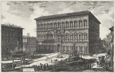 Palazzo Farnese w Rzymie Widok na Palazzo Farnese (tytuł na obiekcie) Gezichten op Rome (tytuł serii) Widoki Rzymu zaprojektowane i wyryte przez architekta Giambattistę Piranesiego Ve (nez) iano (tytuł serii) autorstwa Giovanni Battista Piranesi