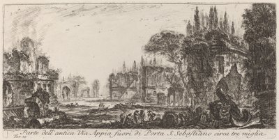 Część starożytnej Via Appia poza Porta S. Sebastiano autorstwa Giovanni Battista Piranesi