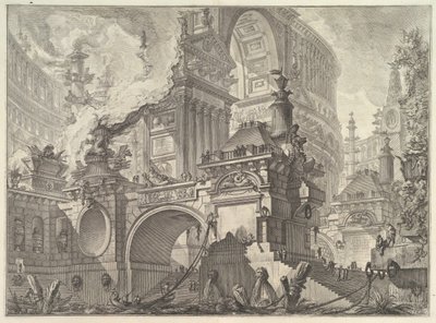 Część wielkiego, wspaniałego portu, do którego nawiązywali starożytni Rzymianie, gdzie odkryto wnętrze ..., ca. 1749-50. autorstwa Giovanni Battista Piranesi